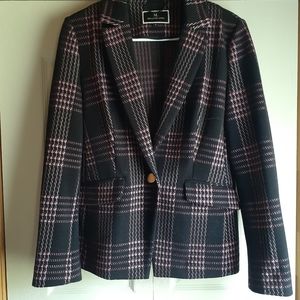 Window pane black/pink blazer